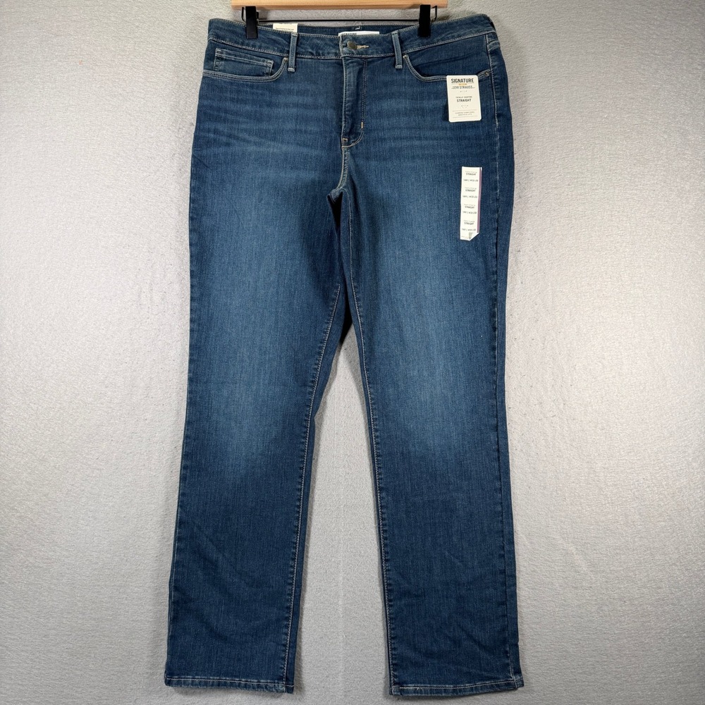 Levi Strauss Signature Gold Womens Totally Shaping Straight Jeans‎ Blue 16M